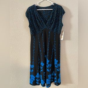 Jones New York, Black dress with blue design.